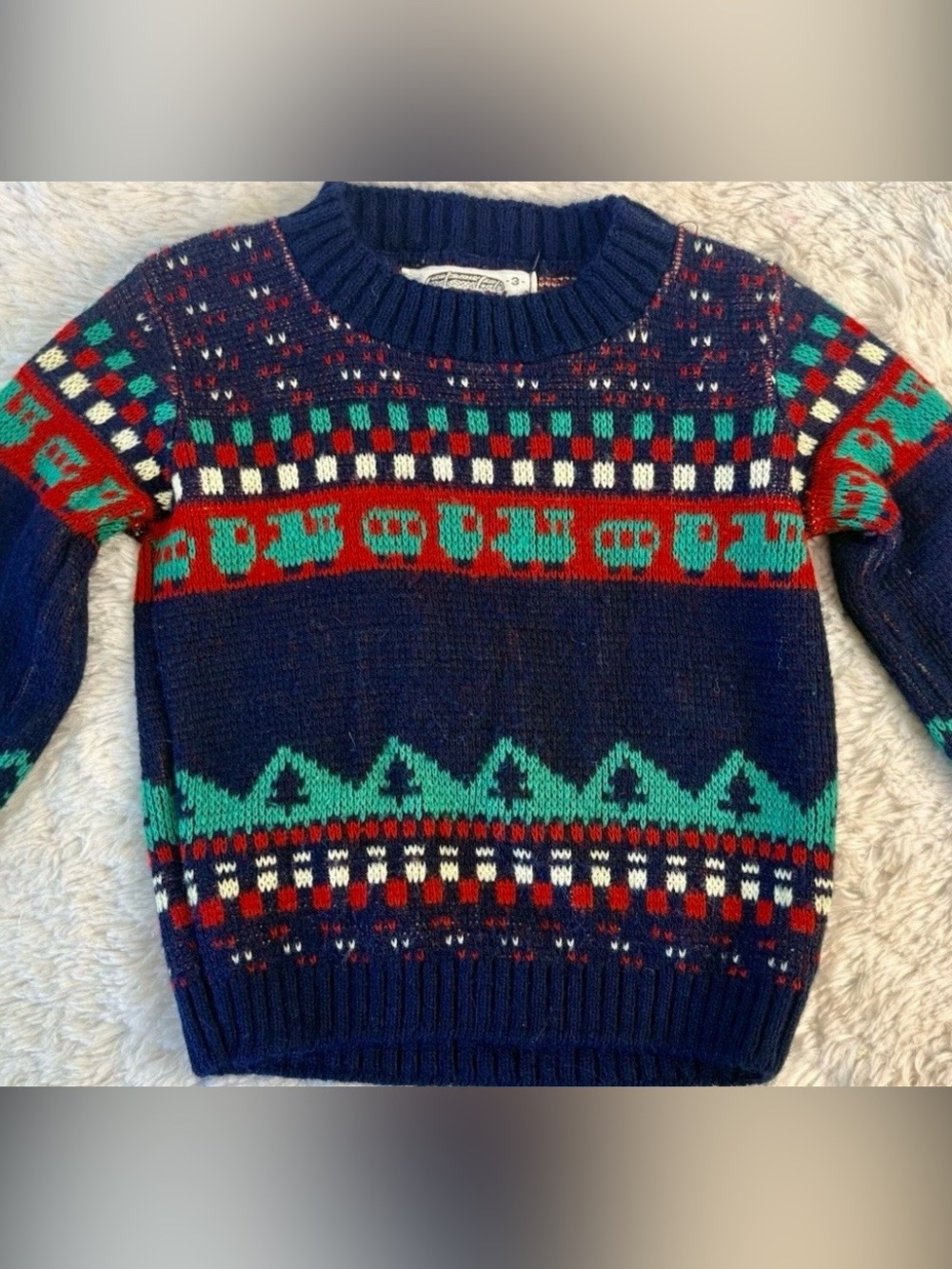 Vintage 80s Boys Train Sweater Size 3T